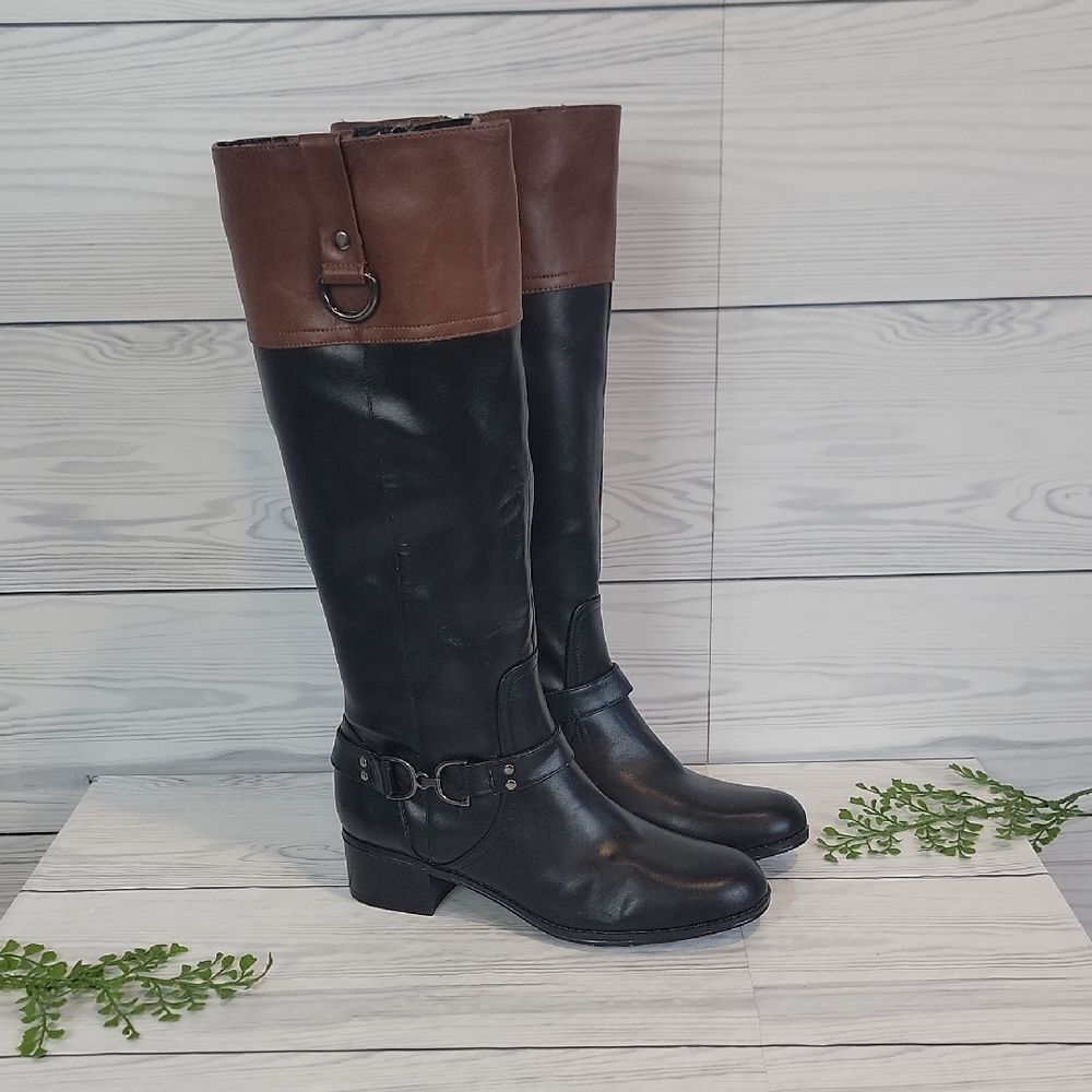 Bandolino Black and Brown Over-the-Knee Riding Boots